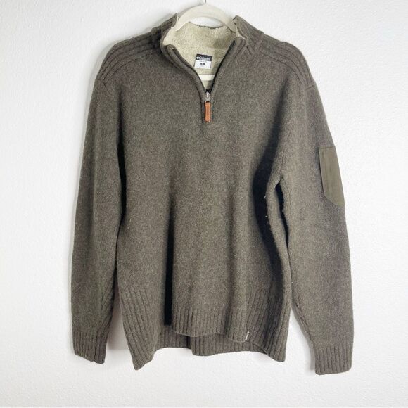 Columbia Neutral Wool Quarter Zip Pullover Size Extra Large - Picture 1 of 4